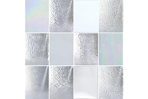 Wecrejoni 12 Sheets Stained Glass Sheets Pack 4" X 6" Cathedral Glass Art Glass Mosaic Glass Tiles for Crafts Mixed Clear Textured