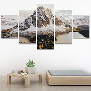 SIGNWIN 5 Panel Canvas Wall Art Winter Lake...