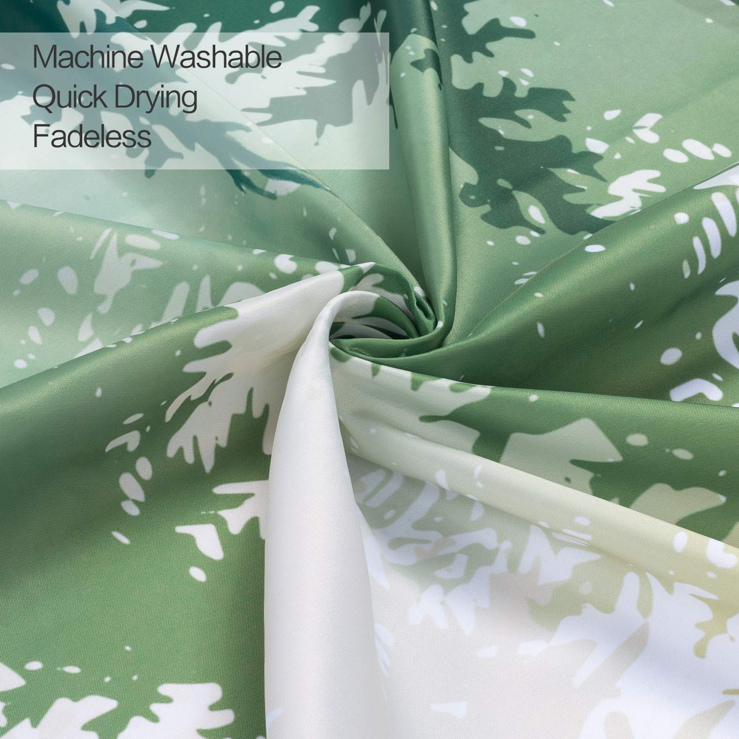 joyfeelife Fabric Shower Curtain Set Waterproof Bath Curtain for Bathroom Showers Bathtubs Home Decor with 12 Hooks, 71x71 Inch (Green Forest, 71x71 inch)