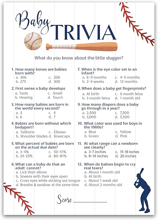 baseball themed baby shower games