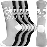 Suhine 6 Pairs Wrestling Socks Athletic Mid Calf Woven Wrestle Socks Wrestling Gifts for Adult Men Women Wrestler Team Gifts