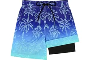 Olreco Youth Boys Swim Trunks with Compression Liner Boys Bathing Suit for Kids Swimsuits Teen Quick Dry Kids Board Shorts