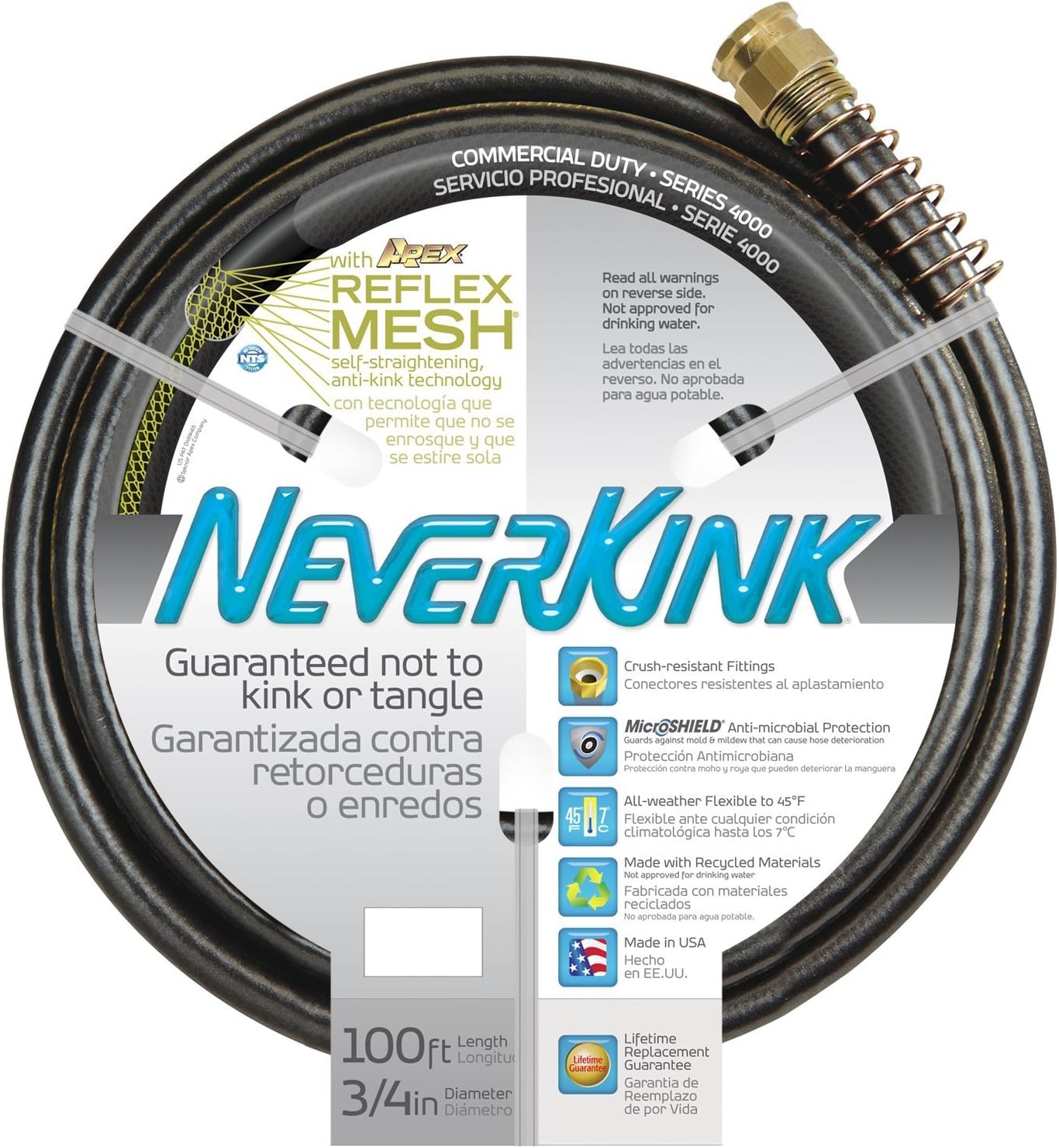 Amazon Com Apex 9885 100 Neverkink Commercial Duty 4000 3 4 Inch By 100 Foot Hose Garden Hoses Garden Outdoor