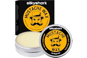 SilkyShark Mustache Wax (2 Oz), Mustache Wax for Men Strong Hold, Easy Application, Restyleable Beard & Moustache Wax, All Natural Formula Beard Wax for Men, Long-Lasting Mustache