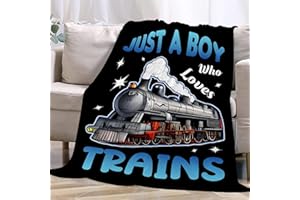 JOJIZAIO Boy Who Loves Trains Blanket Soft Blankets and Throws Flannel Cozy Lightweight Quilt Gift for Train Lovers for Bed Sofa Couch-50x40 Inches