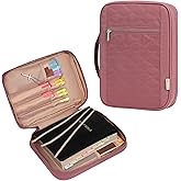 FINDCOZY Bible Cover for Women, Durable Carrying Book Case Church Bag for Biblical Accessories with Handle and Zippered Pocket, for Scriptures, Rosewood Pink