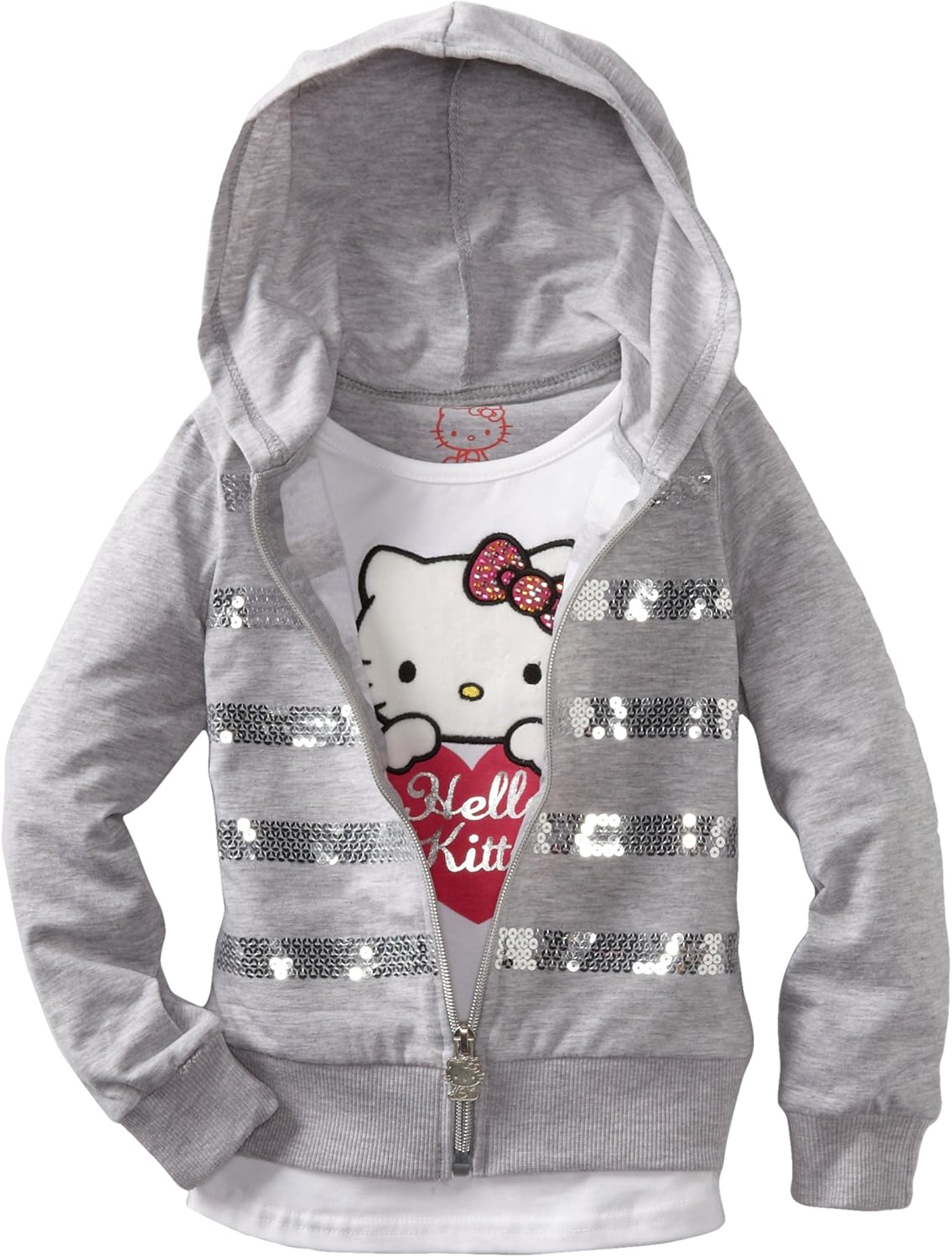 Hello Kitty Girls' Mock Hoodie With Big Heart Fashion
