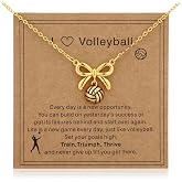 Mikovivi Volleyball Necklaces, 40+5cm/16+2in Adjustable Bow Pendant Necklaces Sports Charm Accessories Jewelry Ornament Gifts for Women