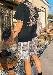 DIOTSR Mens Mesh Paisley Shorts, Casual Retro