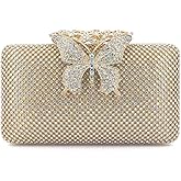 Dexmay Rhinestone Clutch Bag with Crystal Butterfly Clasp Women Evening Handbag Formal Party Purse