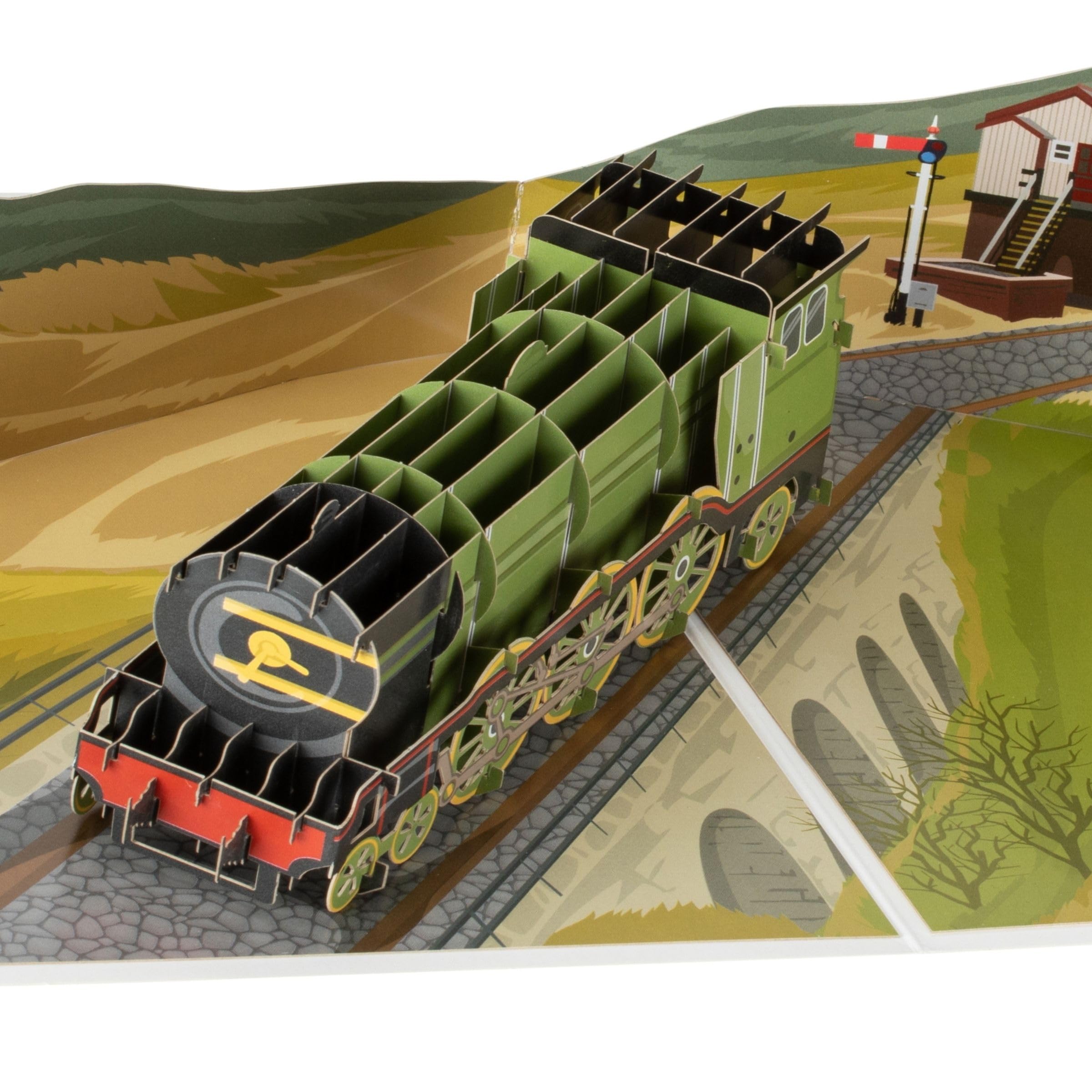 Cardology - Steam Train Pop-Up Card | Flying Scotsman Birthday Gift for Trainspotters, Fathers Day Greetings
