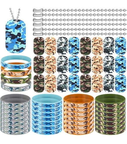 Wonderjune 30 Pack Camouflage Dog Tags With Beaded Chains - Army Party Decor, Soldier Men Dog Tags, 5x3cm Acrylic Tags With 70cm Stainless Steel Chains - View #11