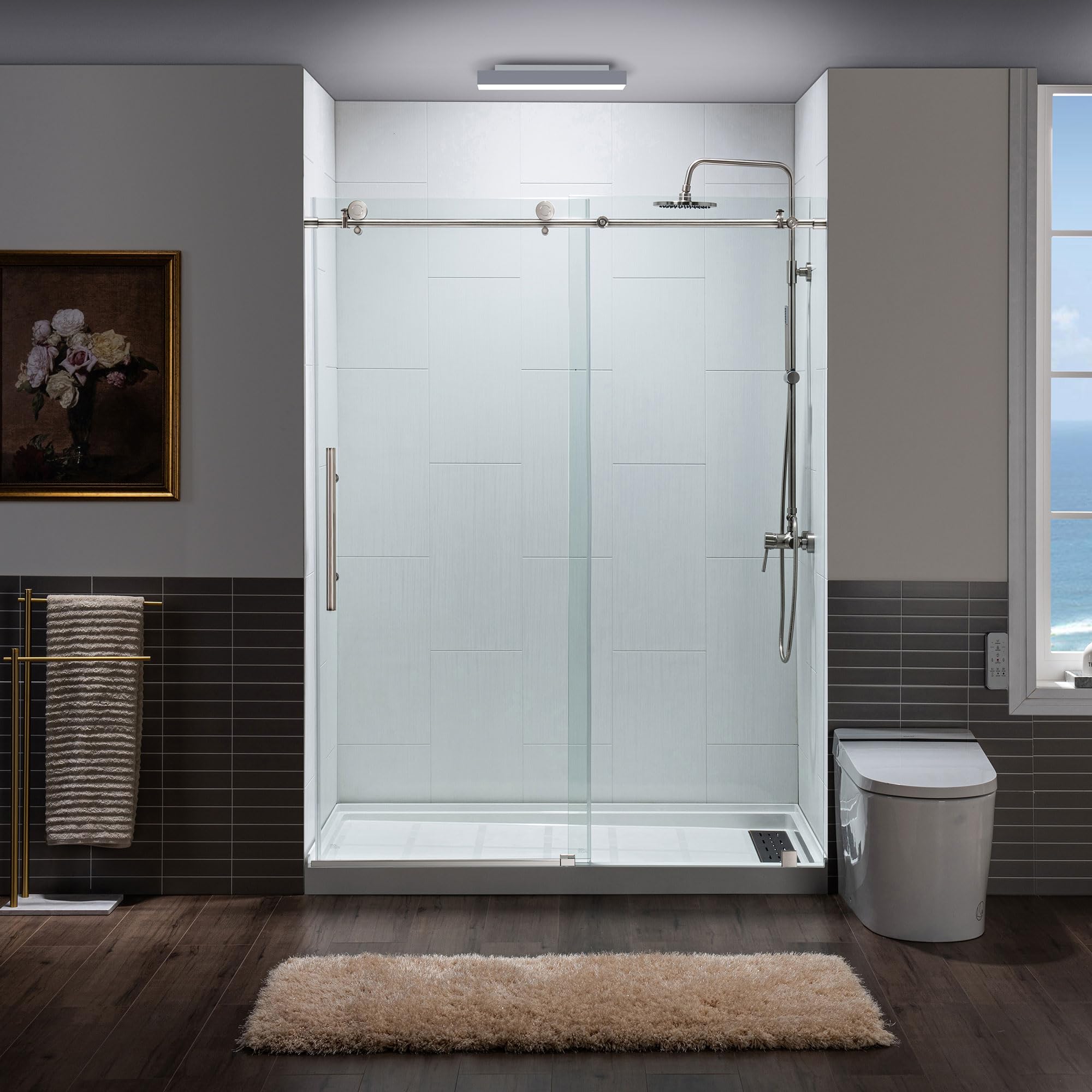 Photo 1 of **MISSING PARTS**Frameless Sliding Shower doors   60X76