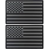 JBCD All Black American Flag Patch Black USA Tactical Patch - PVC Rubber Hook and Loop Fastener Patch, 2 Pack
