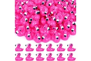 Babelshar 100Pcs Mini Resin Flamingo, Tiny Resin Animals Figurines, Flamingo Mini Ducks for Outdoor Garden Landscape Aquarium Party Decoration DIY Crafts