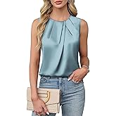 Blooming Jelly Womens Summer Tank Tops Business Casual Outfits Satin Blouse Dressy Work Shirts Spring Clothes