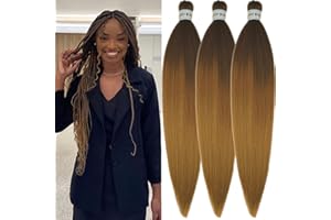 Leticia Ombre Brown Blonde Pre stretched Braiding Hair Box Braiding Hair Kanekalon Human Braiding Hair