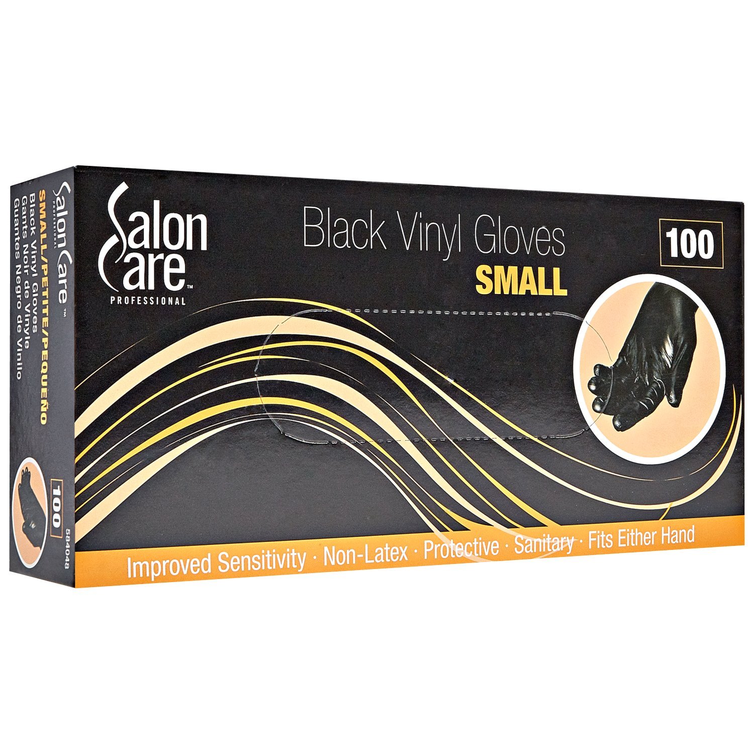 Salon Care 100 Count Black Vinyl GlovesMedium Beauty
