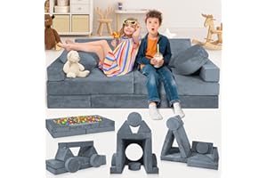 Lunix LX15 14pcs Modular Kids Play Couch, Child Sectional Sofa, Fortplay Bedroom and Playroom Furniture for Toddlers, Convert