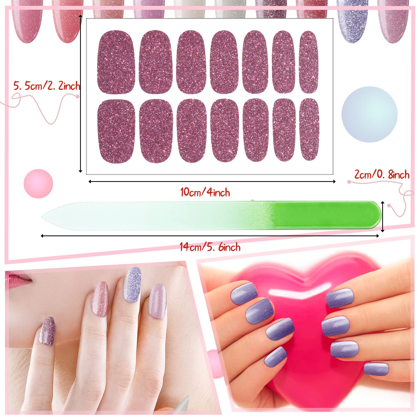 Maitys 336 Pieces 24 Sheets Full Wrap Nail Polish Strips Stickers Self Adhesive Gel Nail Strips Art Decals with File for Women DIY Decorations(Elegant Style) - Image 3