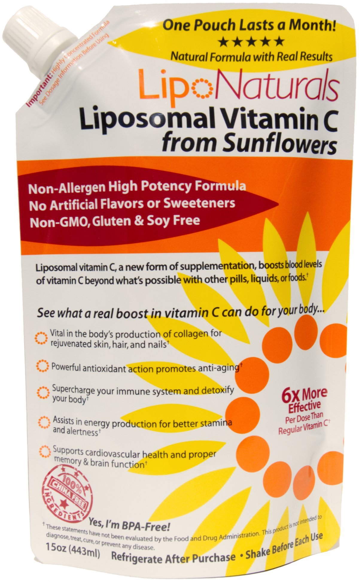Lipo Naturals Liposomal Vitamin C ChinaFree No Artificial