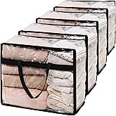 SGHUO Blanket Storage Bags 60L Extra Large Plastic Vinyl Clear Storage Bag for Clothes, Comforter, Bedding, Moving Bags with Zipper and Reinforced Handle (4pcs)