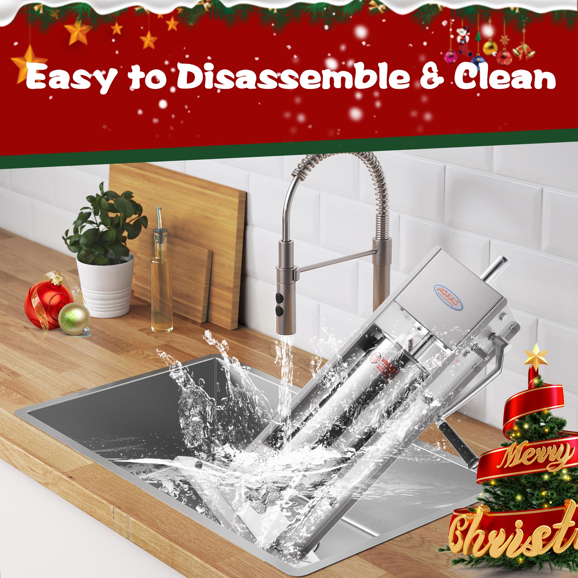 Hakka 11 Lb/5 L Sausage Stuffer 2 Speed Stainless Steel Vertical Sausage Maker