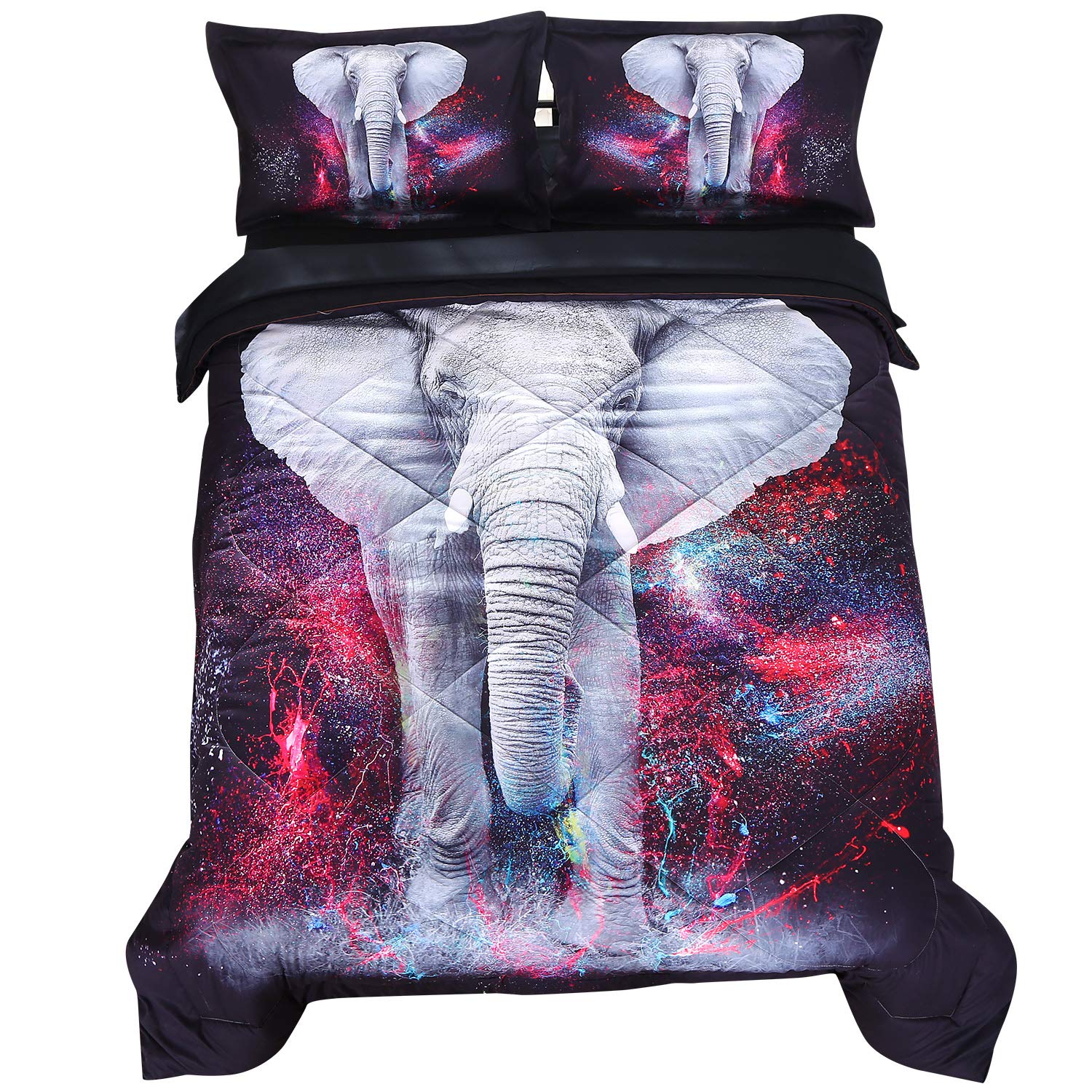 Wowelife Elephant Comforter Sets 5 Piece Colorful Paint