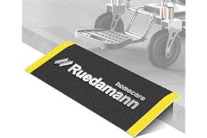 Ruedamann Threshold Ramp for Doorways, 32" W x 12" L, Anti-Slip Wheelchair Ramps for Home Steps, Sturdy Aluminum Handicap Ramps for Wheelchair, Scooter, Strollers, Cart, Walkers, Pets