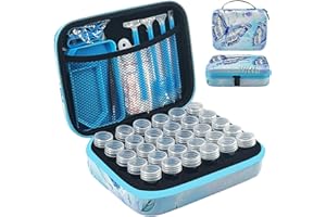 LIRUNQIU Diamond Painting Storage Containers, 30 Slots Diamond Painting Accessories and Tools for Diamond Art Organizer Case(Blue)