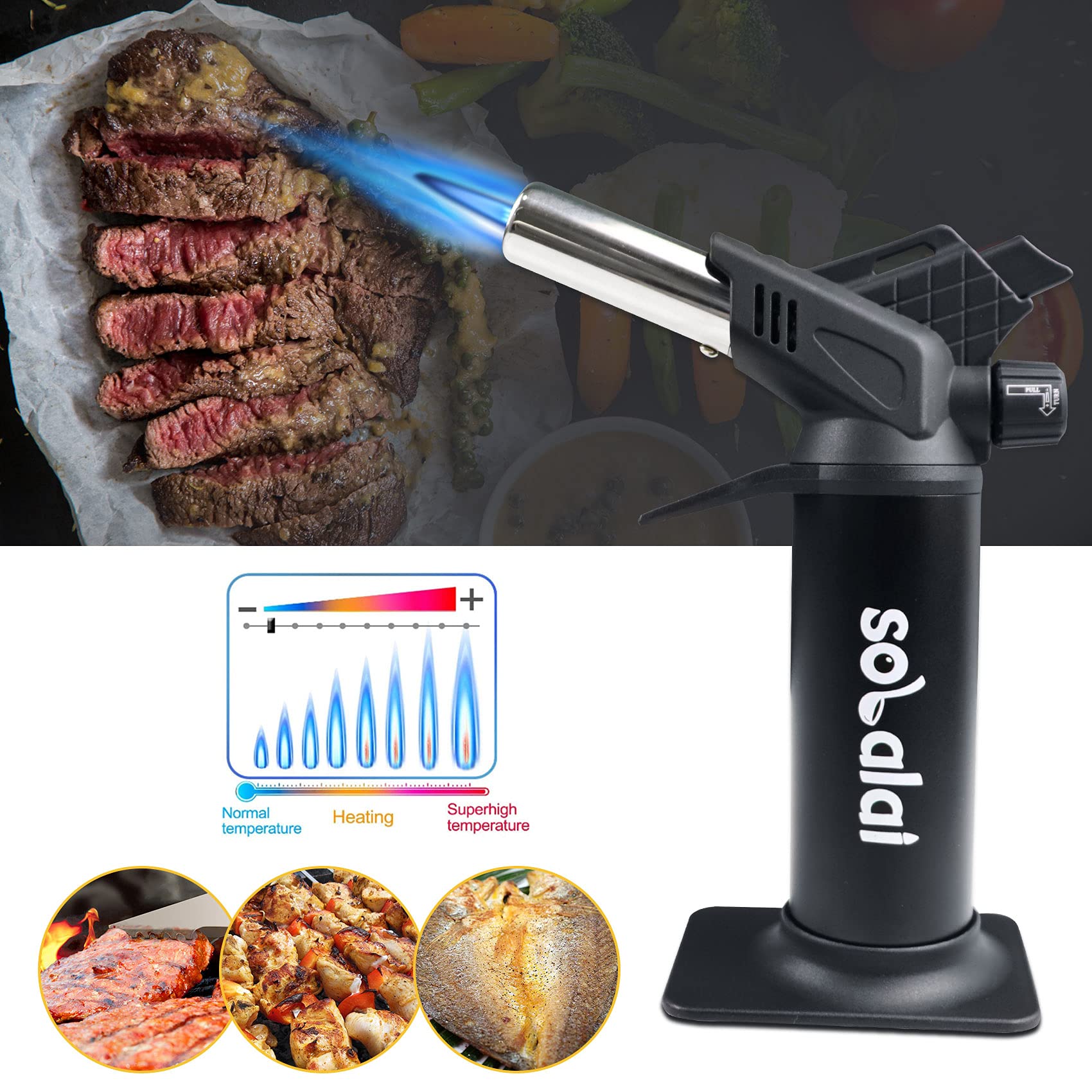 New UPGRADED Cooking Torch with Lock,Fuel Refillable Food Blow Torch