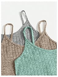 GORGLITTER Women's 3 Sets Ribbed Pajamas Set