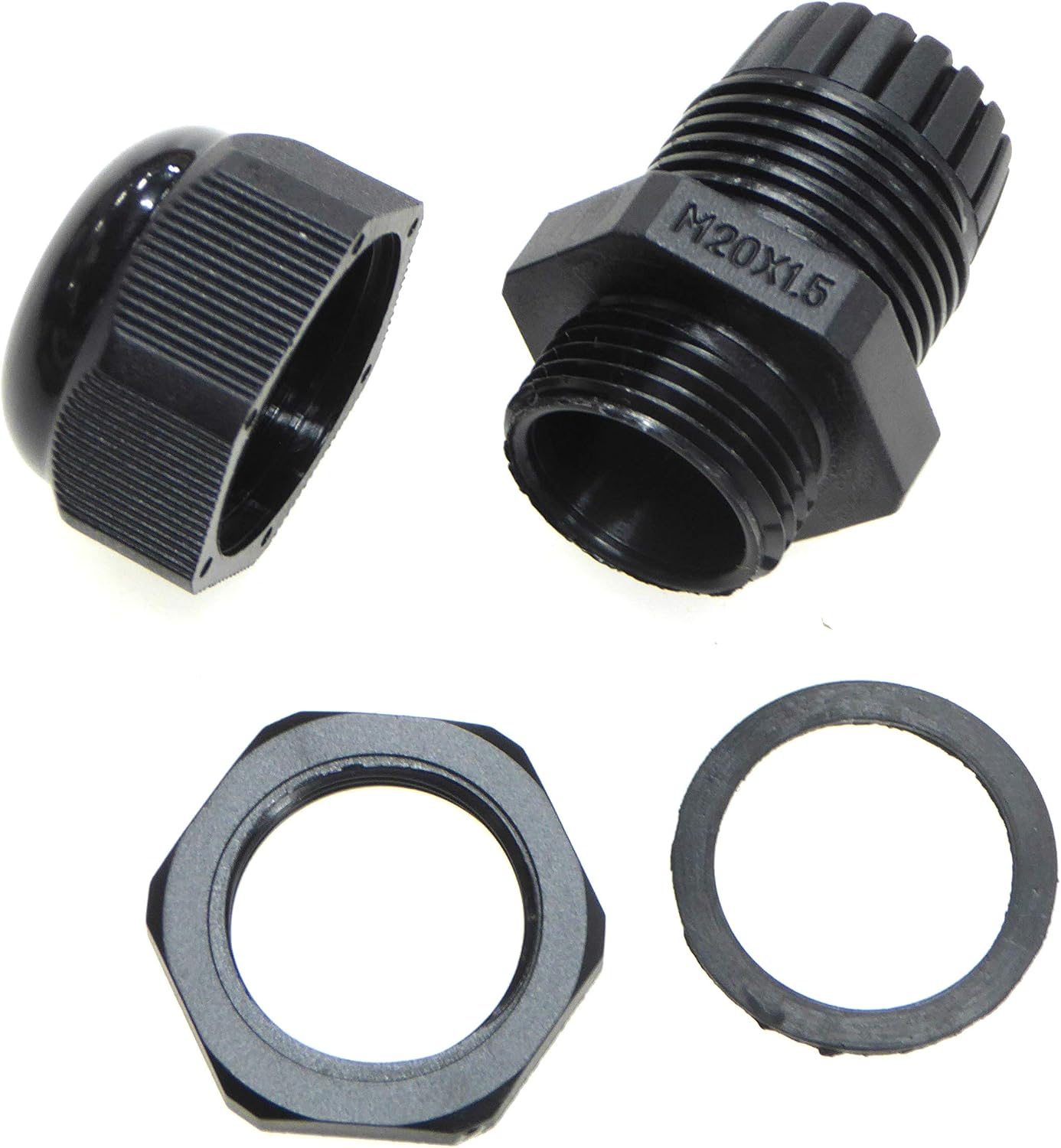 10 Pack Black M20 20mm TRS Stuffing Compression Glands for 6-12mm Cable, Waterproof IP68 with Locknut and Washer - Image 4
