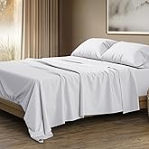 THREAD SPREAD 100% Egyptian Cotton King Size Sheets Set - Luxury 1500 Thread Count Egyptian Cotton Sheets King Size, Silky Soft, Cooling, Sateen Weave 17" Deep Pocket Bed Set - White