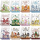 FuWeave 12 Pcs Seasonal Kitchen Towels Set for All Holidays Spring Easter Irish Hand Dish Tea Towels Bulk Absorbent Dishcloths Housewarming Gift for Cooking Kitchen Bathroom(Gnome Style,Bright Color)