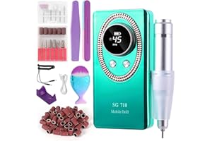 ABZXT Nail Drill Machine Electric 45000RPM Rechargeable Portable Nail Drill Kit DIY Nail File Electric with Smart LCD Screen for Gel Nail Manicure and Pedicure Reflective Body etc(DARKCYAN)