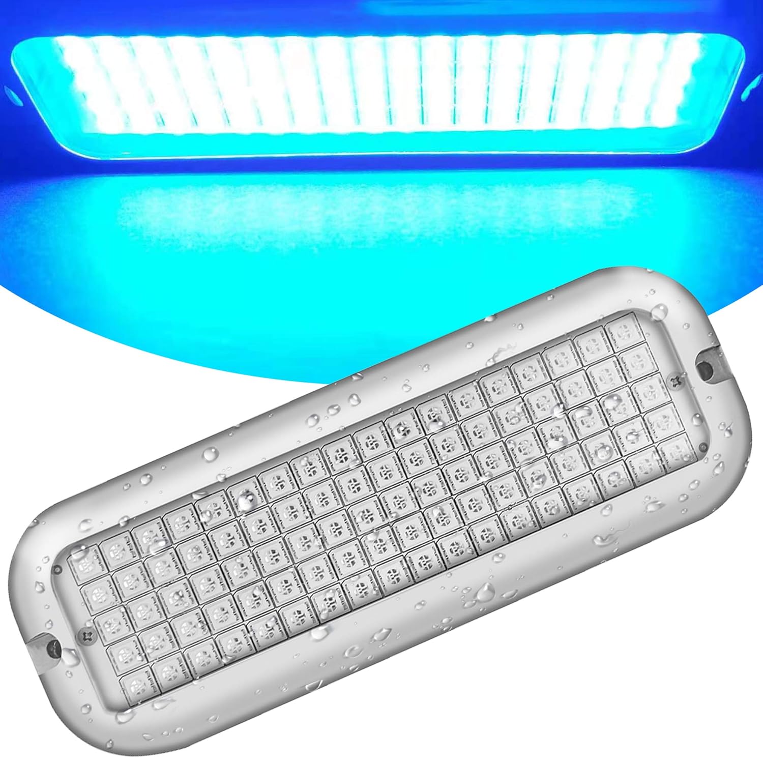 HUSUKU P1 90LED 5050 SMD 6.6Inch 10-36V IP68 Marine LED Lights for Boat Underwater, Blue, 316 Stainless Steel, Surface Mount for Yacht Bass Boat Fishing Garden Dock Pool ATV Pontoon Sailboat Skiff: Automotive