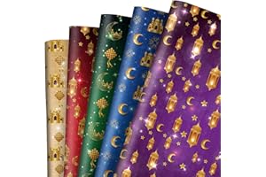 Whaline 10 Sheet Eid Mubarak Wrapping Paper Ramadan Eid Al-fitr Gift Wrap Paper Folded Flat Craft Paper for Islamic Holiday Baby Shower Birthday DIY Crafts Gift Packing, 19.7 x 27.6 Inch