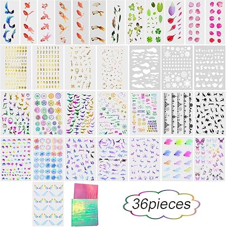 Outus 36 Blatt Harz Aufkleber Kit Transparent Dekorieren Aufkleber Harz Klar Film Aufkleber Fur Silikon Harz Formen Harz Einschluss Fullmaterial Diy Handwerk 36 Stile Amazon De Kuche Haushalt