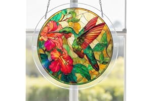 Hummingbird Acrylic Puzzle Suncatcher | 7.87" Stained Glass Style Window Hanging Kit | 83 Pcs DIY Jigsaw Puzzles Garden Decor
