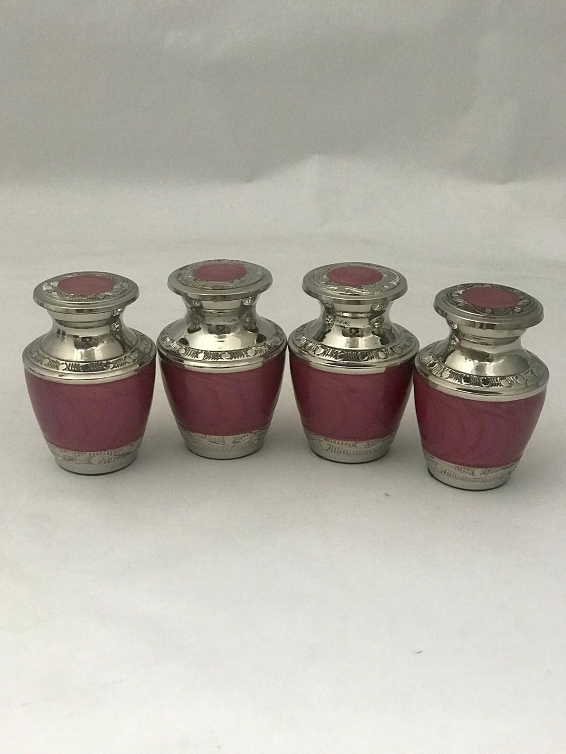 Cremation Urn, Pink Keepsake Urns, Brass Funeral Tokens