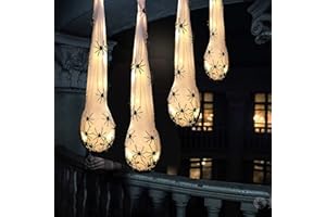 Kiddokids Premade 4 Halloween Decoration Light-up Spider Hanging Egg Sacs (20") for Sacks Props Indoor & Outdoor Decorations (No Assembly Needed)