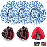 Mop Heads Replacements for O-Cedar RinseClean 2-Tank Spin Mop, Mop Replace Head for O Cedar, Spin Mop Heads for Ocedar Includes 3 Pack Mop Refills, 2 Upgrade Scrub Brush, 1 Mop Base for O-Cedar Mop