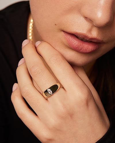 PAVOI 14K Gold Plated Chunky Dome Statement Ring for Women