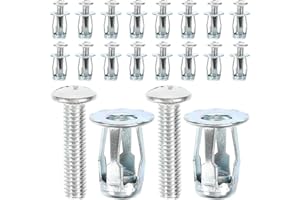 LOPUNER 25pcs 1/4-20 Thread Nut Insert Set with Petal Nuts and Screw Anchors for Plastic and Metal Blind
