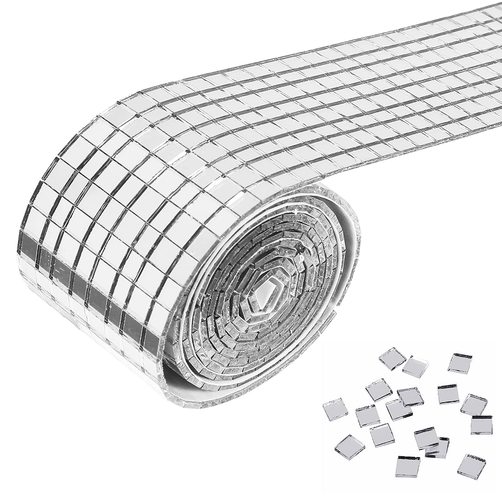 EXCEART Silver Mosaic Wall Stickers Roll Self Adhesive Wall Tiles Peel and Stick Tile Backsplash Decorative DIY Mosaic Tiles Decal for Home Kitchen Bathroom Living Room