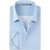 Damipow Mens 8-Way Stretch Dress Shirts Wrinkle Free Button Down Shirts Long Sleeve Knit Jacquard Business Casual Shirt