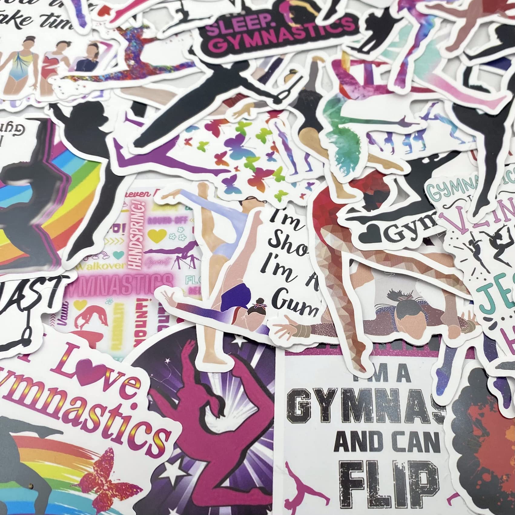 AOWDIAO 100 Pieces Gymnastics Stickers, Waterproof Vinyl Gymnast Stickers, Gymnastics Gifts for Gilrs Teens Kids