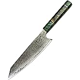 hajegato Damascus Chef Knife Kiritsuke Unique One Of Kind Handle Professional 8 Inch Japanese Chefs Kitchen Knife Vg10 67 Layers Damascus Steel Knive with Sheath