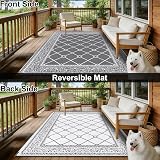 SHACOS Outdoor Rug 240x300 cm Reversible Waterproof UV Resistant Grey view 6